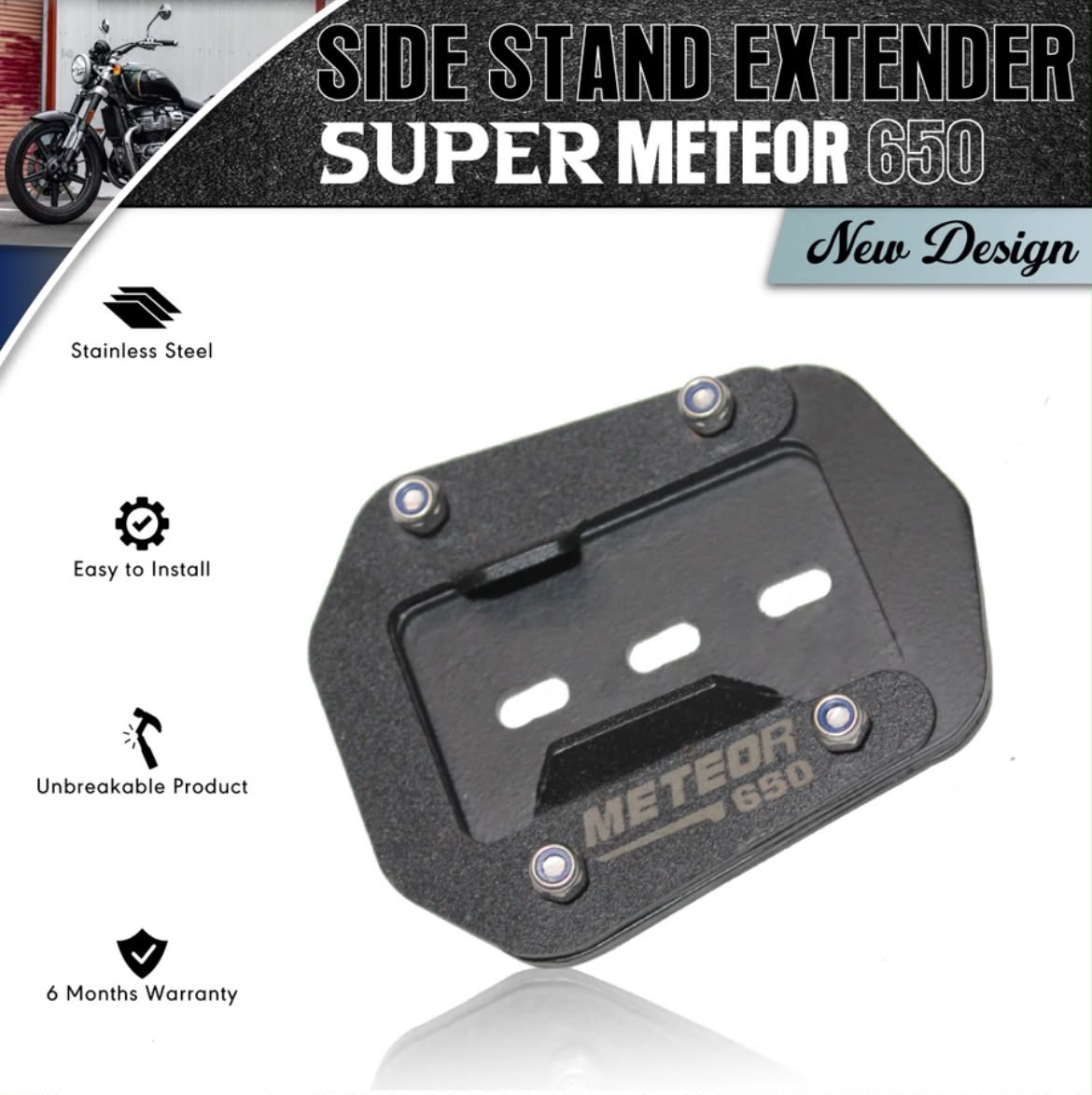 AUTODUX Side Stand Extender for Suepr Meteor 650