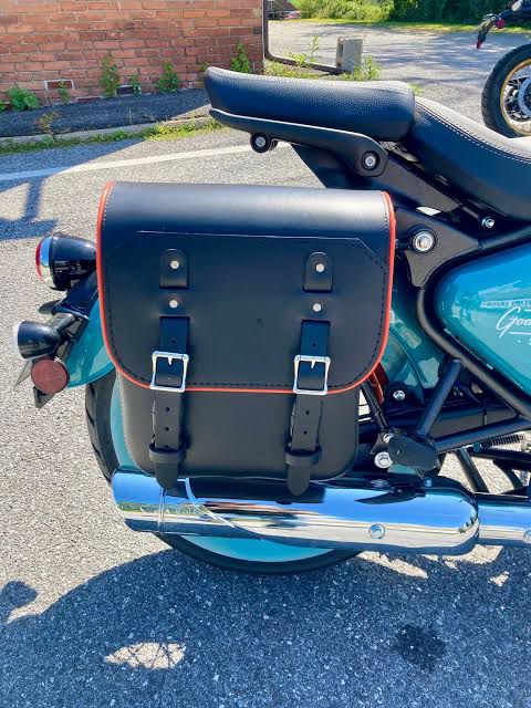 Autodux Fit For Royal Enfield Claasic Goan 350 Saddle Bags Black Leather