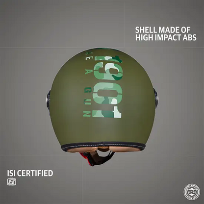 ROYAL ENFIELD CHOPPER MLG CAMO HELMET WITH CLEAR VISOR - BATTLE GREEN