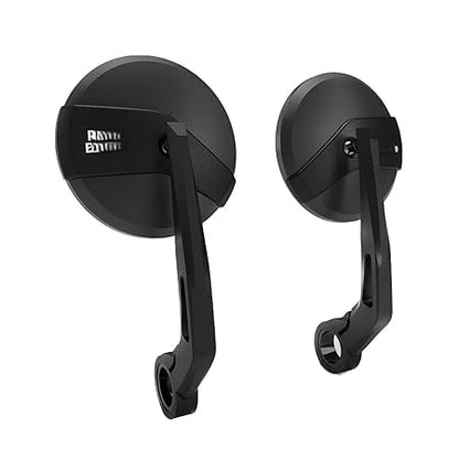 Bar End Mirrors Pair for Royal Enfield Bikes – Round Convex Handlebar End Mirrors Compatible with Classic 350, Bullet, Hunter, Meteor 350, Super Meteor 650, Interceptor, GT 650, Himalayan 411/450, Scram 411 – Universal Fit