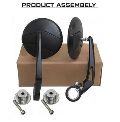 Bar End Mirrors Pair for Royal Enfield Bikes – Round Convex Handlebar End Mirrors Compatible with Classic 350, Bullet, Hunter, Meteor 350, Super Meteor 650, Interceptor, GT 650, Himalayan 411/450, Scram 411 – Universal Fit