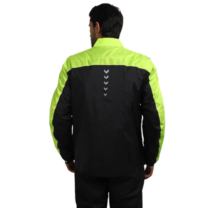 ROYAL ENFIELD EXPLORER PRINT RIDING JACKET|CE certified to class A- Entire Jacket|D3O CE level 2 armours at shoulders elbow & back|Adjustable straps all over|Standalone Rain Jacket|AURORA GREEN L