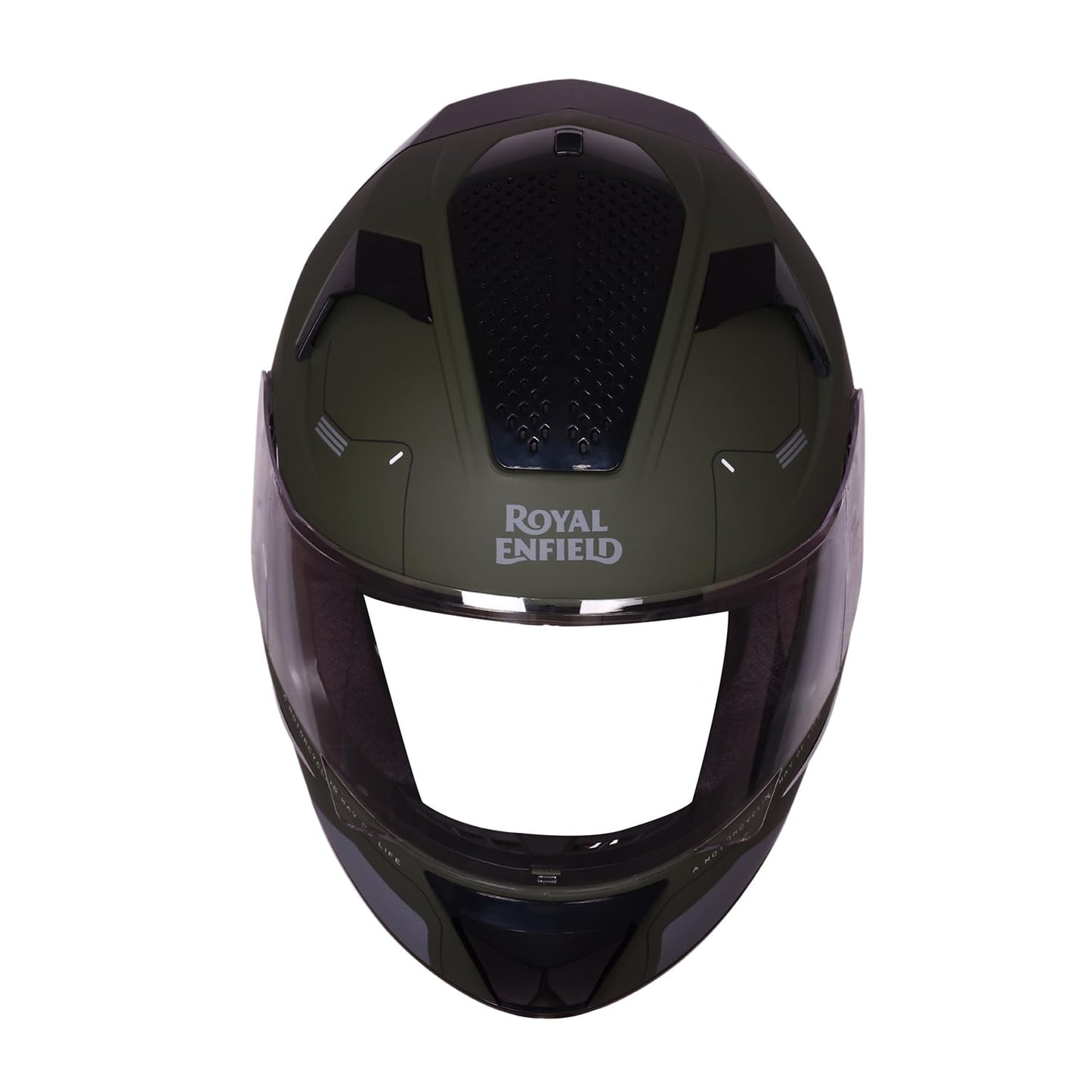 ROYAL ENFIELD AIR-X 1901 Full Face Helmet | Certification: ISI & DOT | High Impact Grade ABS Shell |Multipore Ventilation System | Aerodynamic Design with Aggressive Styling | Battle Green (M) 58 CM