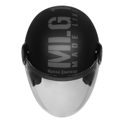 ROYAL ENFIELD Helmet Copter Half FACE | Certification: ISI & DOT | Outer Shell - High Impact Grade ABS | Lightweight | Micrometric Lock | MATT Black & Grey