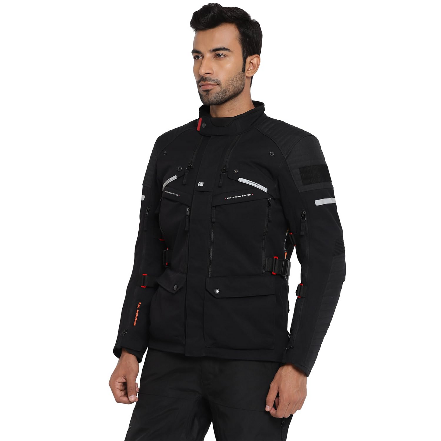 Royal Enfield Mens Polyester Nirvik V2 Riding Standard Length Jacket Charcoal (M) 40 Cm with D3O Level 2 Protectors At Shoulders And Elbows, Ergo Pro Tech Back Armours For Advance Level Safety