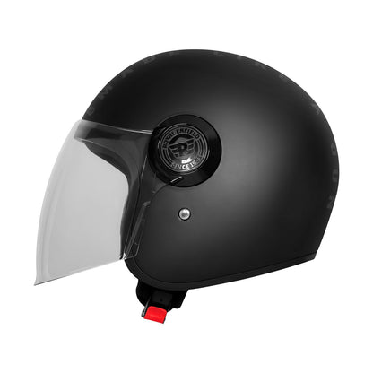 ROYAL ENFIELD Helmet Copter Half FACE | Certification: ISI & DOT | Outer Shell - High Impact Grade ABS | Lightweight | Micrometric Lock | MATT Black & Grey