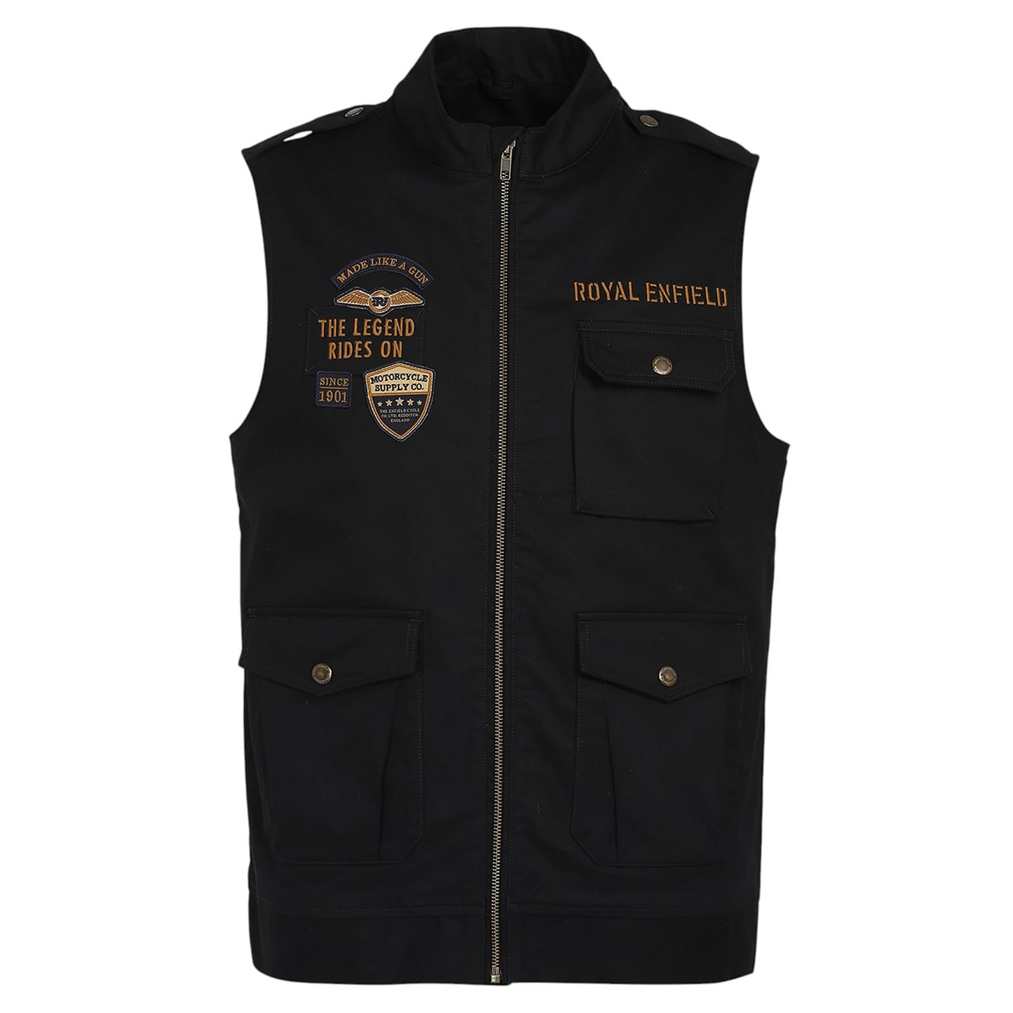Royal Enfield Sleeveless Commando Jacket Black (Size: XL)-JKO240006-BLACK