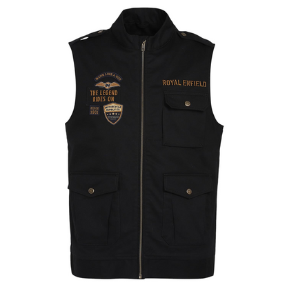 Royal Enfield Sleeveless Commando Jacket Black (Size: XL)-JKO240006-BLACK