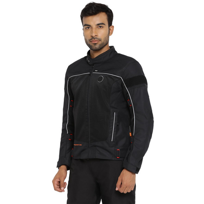 Royal Enfield Explorer V4 Pro Riding Jacket Black (L) 42 Cm with "D3O",Level 2 Protectors At Shoulders & Elbows & Fitted with Back Armours,“Ergo Pro Tech”,Level 2 Pockets For Chest Protectors
