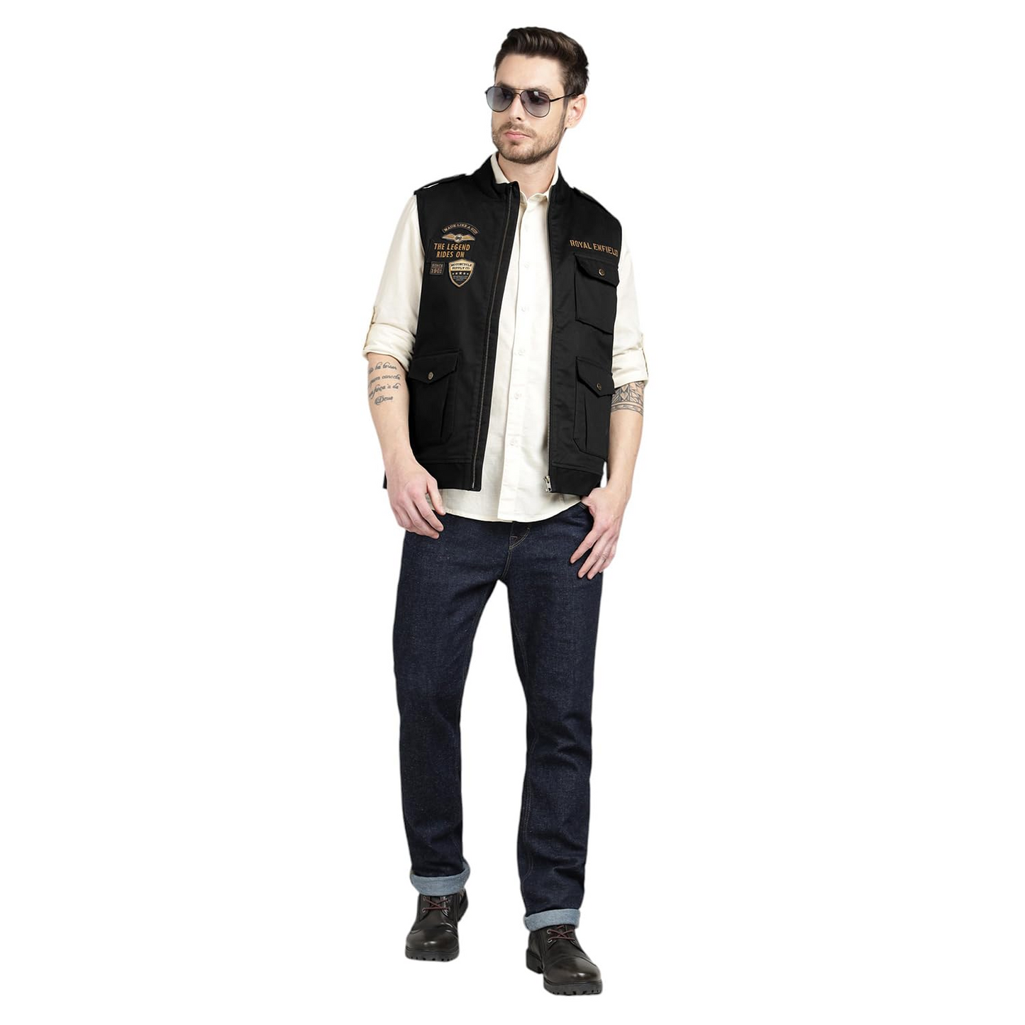 Royal Enfield Sleeveless Commando Jacket Black (Size: XL)-JKO240006-BLACK