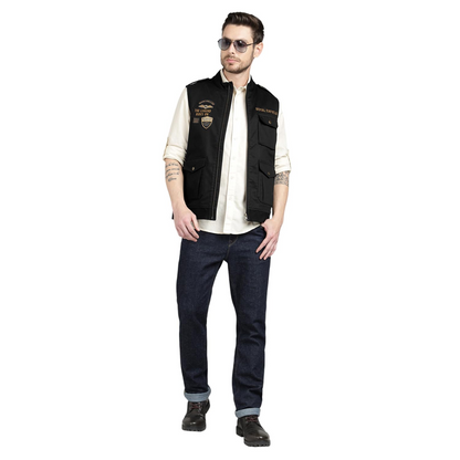 Royal Enfield Sleeveless Commando Jacket Black (Size: XL)-JKO240006-BLACK