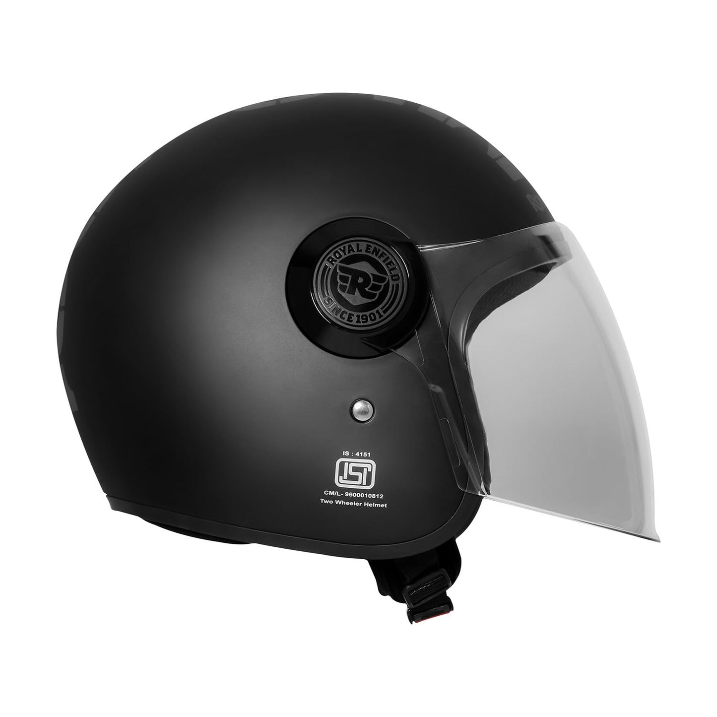 ROYAL ENFIELD Helmet Copter Half FACE | Certification: ISI & DOT | Outer Shell - High Impact Grade ABS | Lightweight | Micrometric Lock | MATT Black & Grey