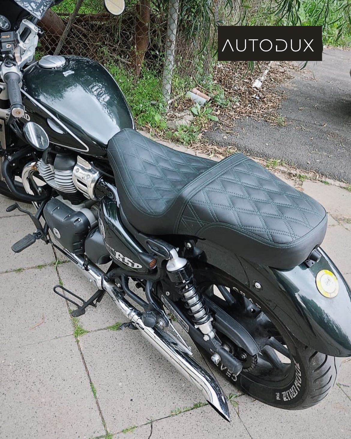 Autodux Fit For Royal Enfield Super Meteor 650 Touring Seat Black Green