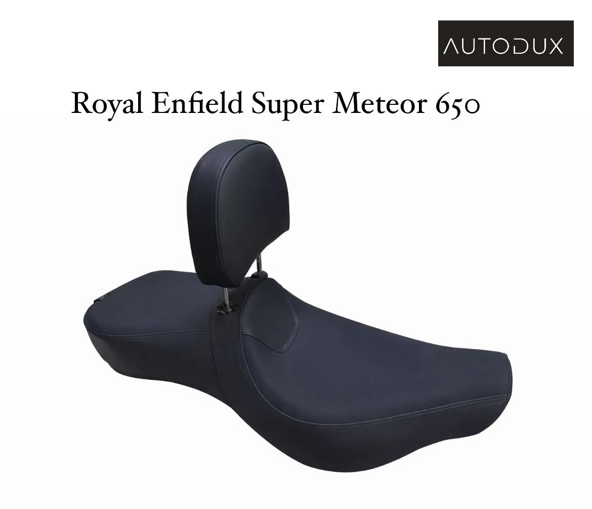 Autodux fit for Royal Enfield Super Meteor 650 Custom Black Seat with Backrest