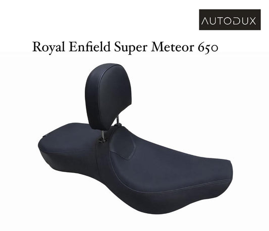 Autodux fit for Royal Enfield Super Meteor 650 Custom Black Seat with Backrest