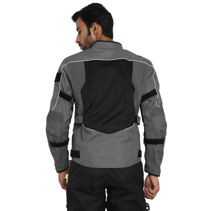 Royal Enfield Explorer V4 Pro Riding Jacket Grey (XL) 44 Cm with "D3O",Level 2 Protectors At Shoulders & Elbows & Fitted with Back Armours,“Ergo Pro Tech”,Level 2 Pockets For Chest Protectors