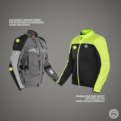 Royal Enfield Mens Polyester Nirvik V2 Riding Standard Length Jacket Charcoal (M) 40 Cm with D3O Level 2 Protectors At Shoulders And Elbows, Ergo Pro Tech Back Armours For Advance Level Safety