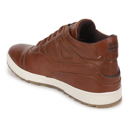 Royal Enfield Clasic Leather MIDANKLE Shoes Khakhi  | Upper Material: Leather 90%, Cotton 10% | TPR Anti Skid Sole | Inner Sole: PU Insole for Comfort | Reflectors at The Back