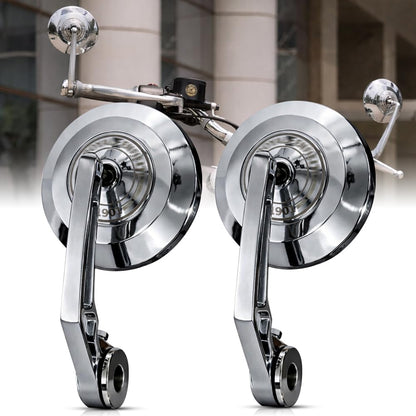 Premium Bar End Mirror for Hunter 350 & Meteor 350 | Round Convex Motorcycle Handlebar End Mirror | CNC Metal Handle & ABS Frame | Anti-Glare Rear View Bike Mirror Set of 2 (Silver)