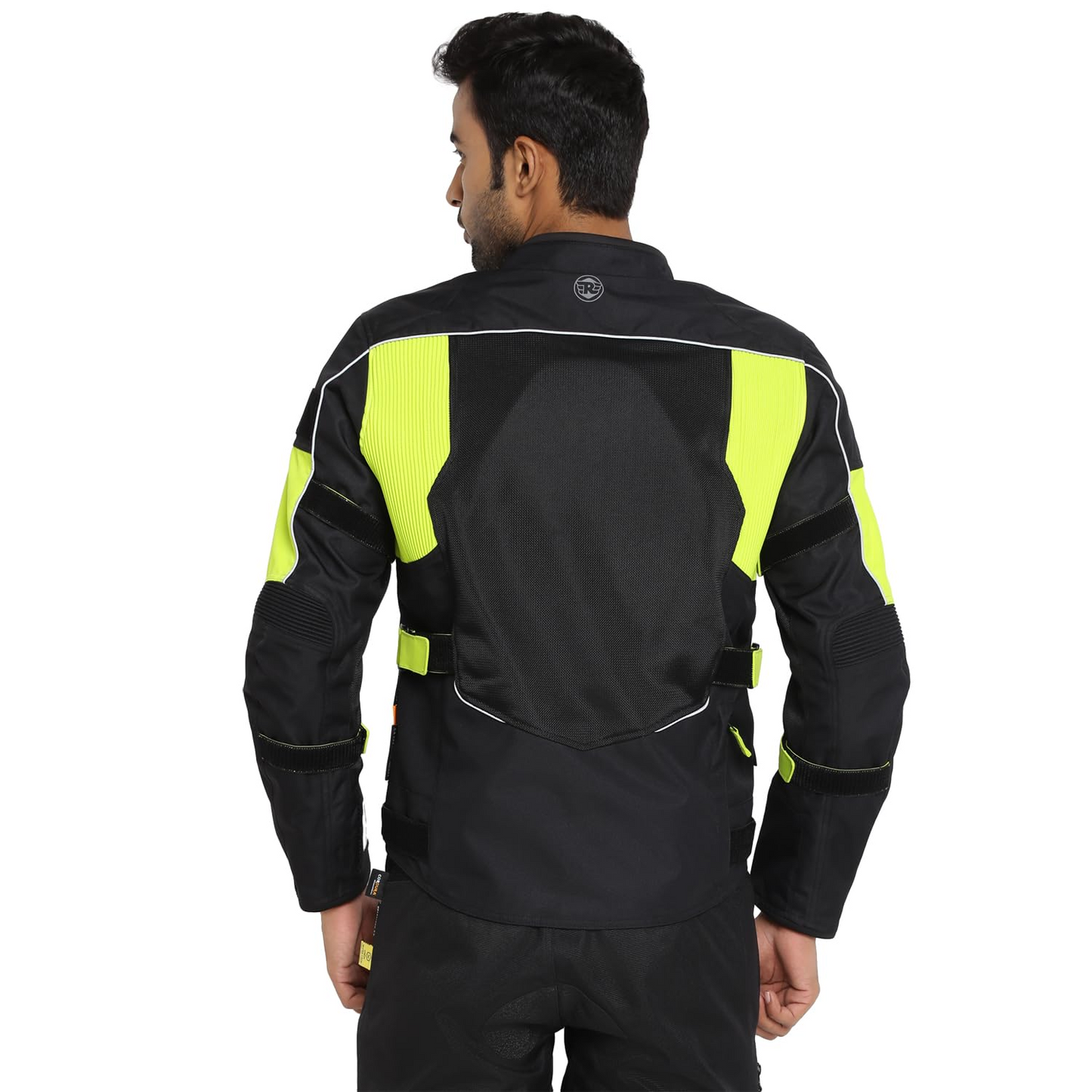 Royal Enfield Explorer V4 Pro Riding Jacket Neon Green (XL) 44Cm with "D3O",Level 2 Protectors At Shoulders & Elbows & Fitted with Back Armours,“Ergo Pro Tech”,Level 2 Pockets For Chest Protectors