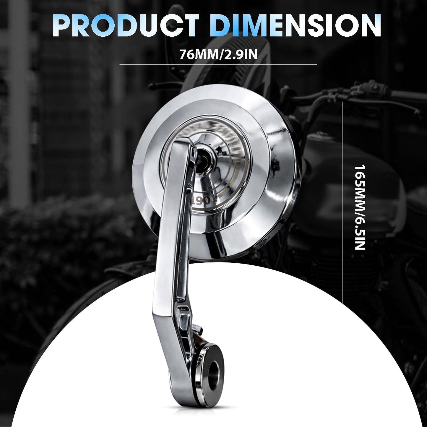 Premium Bar End Mirror for Hunter 350 & Meteor 350 | Round Convex Motorcycle Handlebar End Mirror | CNC Metal Handle & ABS Frame | Anti-Glare Rear View Bike Mirror Set of 2 (Silver)