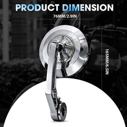 Premium Bar End Mirror for Hunter 350 & Meteor 350 | Round Convex Motorcycle Handlebar End Mirror | CNC Metal Handle & ABS Frame | Anti-Glare Rear View Bike Mirror Set of 2 (Silver)