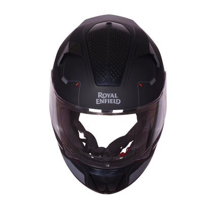 ROYAL ENFIELD AIR-X 1901 Full Face Helmet | Certification: ISI & DOT | High Impact Grade ABS Shell |Multipore Ventilation System | Aerodynamic Design with Aggressive Styling | Black (M) 58 CM