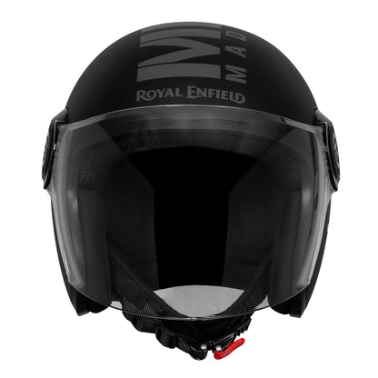 ROYAL ENFIELD Helmet Copter Half FACE | Certification: ISI & DOT | Outer Shell - High Impact Grade ABS | Lightweight | Micrometric Lock | MATT Black & Grey