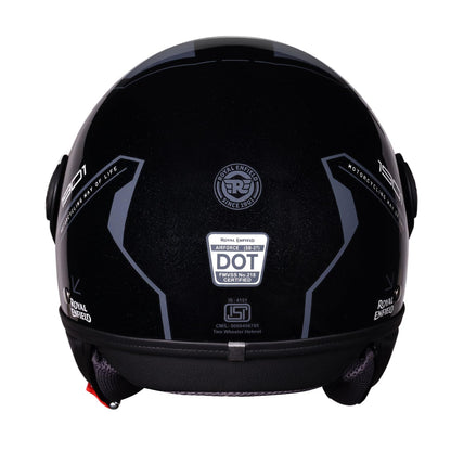 ROYAL ENFIELD Airforce 1901 Open Face Helmet | Certification: ISI & DOT | High Impact Grade ABS Shell | High Strength EPS Liner for Added Strength| Sleek Aviator Inspired Design | Black (L) 60 CM