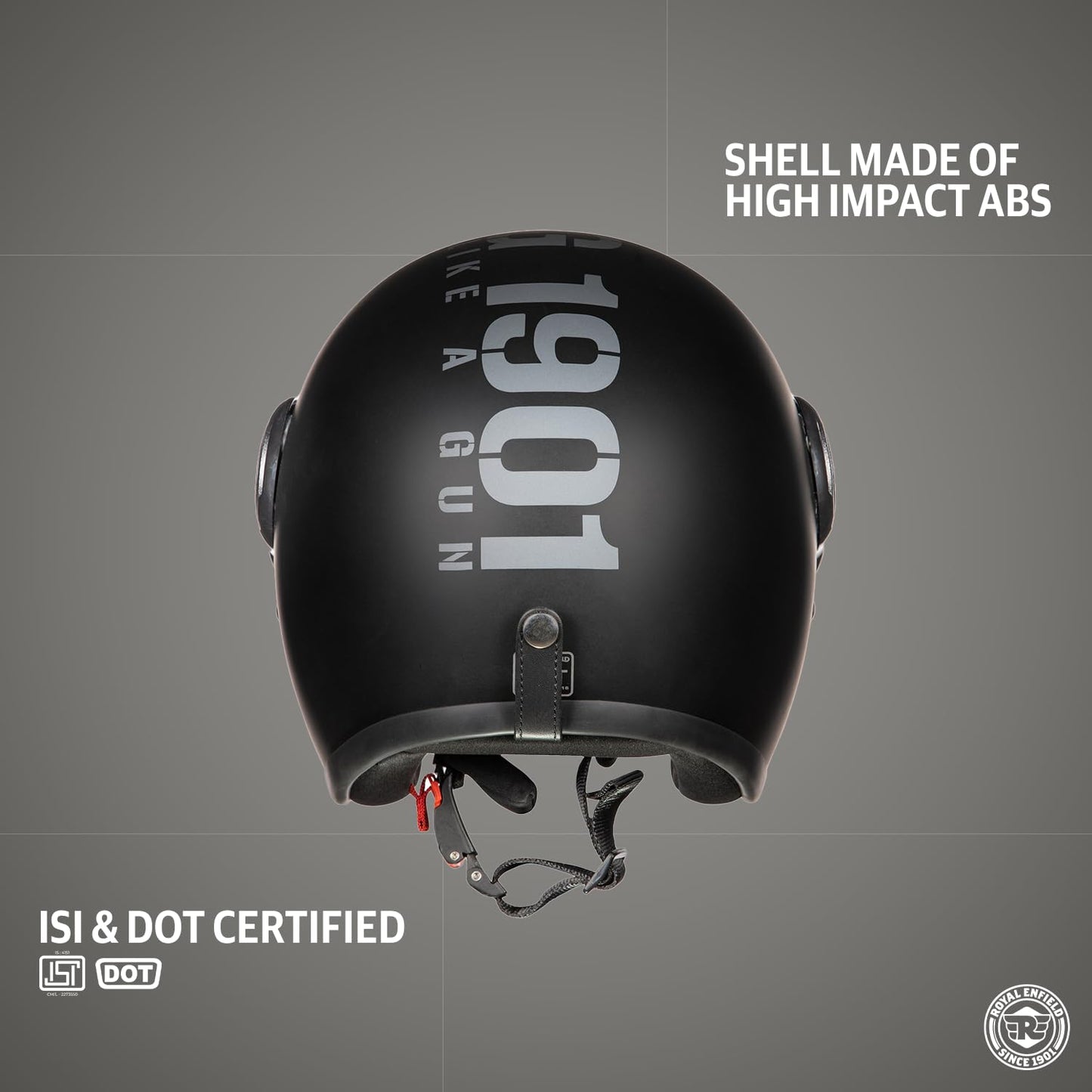 Royal Enfield Open Face MLG Helmet |Made Like a Gun | with Clear Visor | Impact Protection | High Density EPS | ISI and DOT Certified | Micrometric Lock MATT Black (M) 58 CM