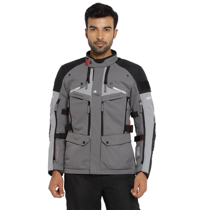 Royal Enfield Mens Polyester Nirvik V2 Riding Standard Length Jacket Charcoal (M) 40 Cm with D3O Level 2 Protectors At Shoulders And Elbows, Ergo Pro Tech Back Armours For Advance Level Safety