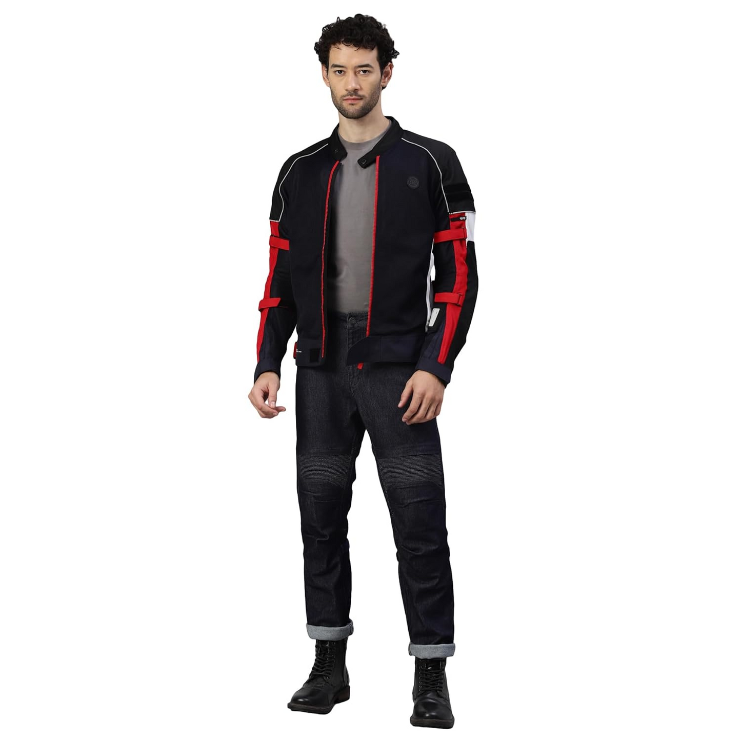 Royal Enfield Men's Polyester Standard Length Riding Jacket Dark Navy (L) 42 Cm With Ce Level 2 Protectors At Shoulder, Elbow & Back Ce Level 1 Ergo Pro-Tech Armours At Chest For Advance Protection