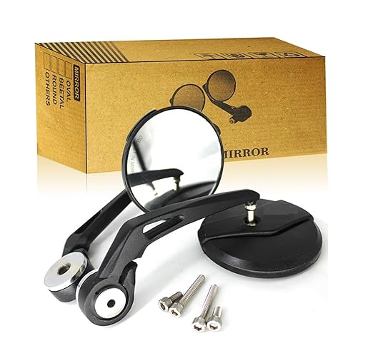 Bar End Mirrors Pair for Royal Enfield Bikes – Round Convex Handlebar End Mirrors Compatible with Classic 350, Bullet, Hunter, Meteor 350, Super Meteor 650, Interceptor, GT 650, Himalayan 411/450, Scram 411 – Universal Fit