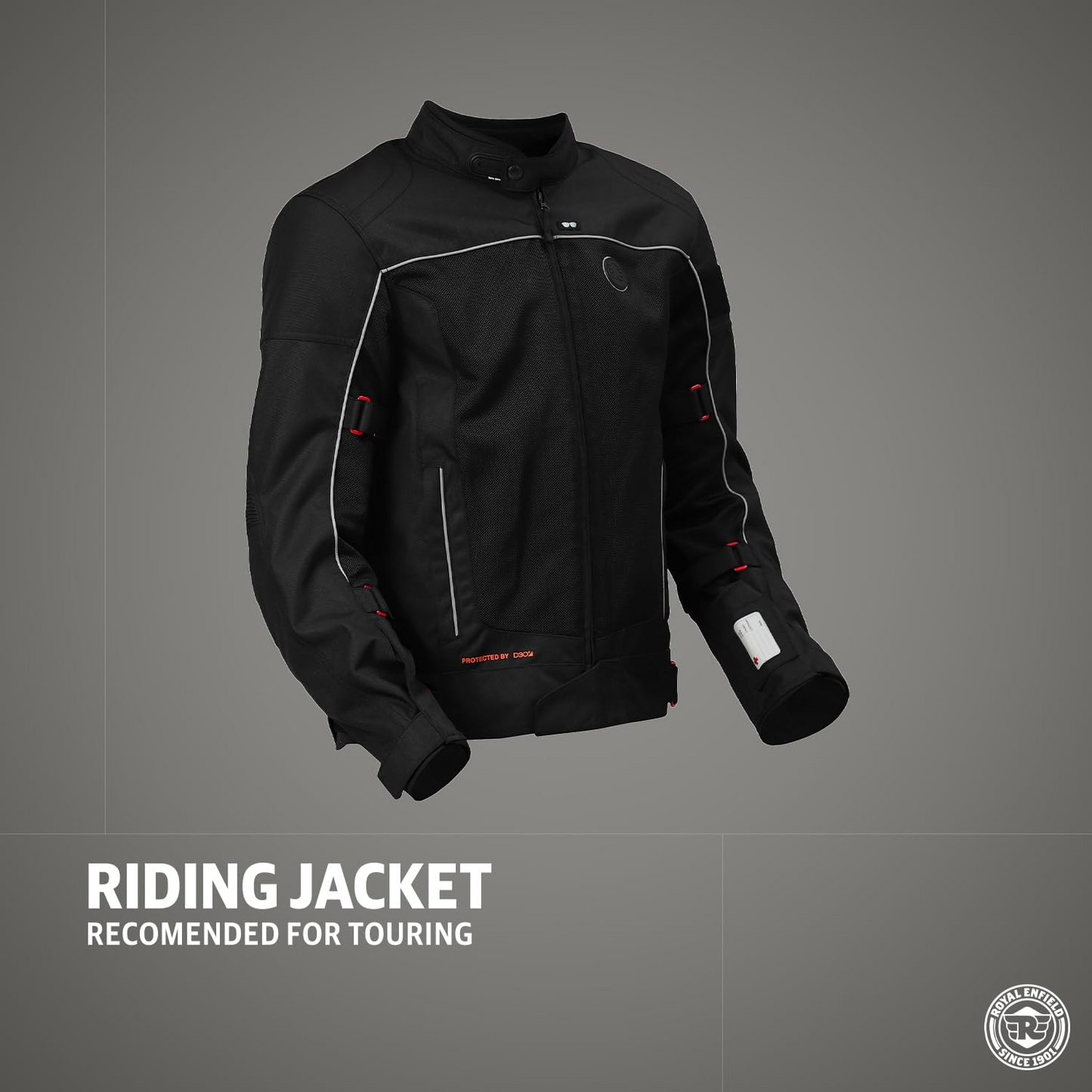 Royal Enfield Explorer V4 Pro Riding Jacket Black (L) 42 Cm with "D3O",Level 2 Protectors At Shoulders & Elbows & Fitted with Back Armours,“Ergo Pro Tech”,Level 2 Pockets For Chest Protectors