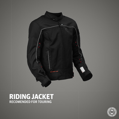 Royal Enfield Explorer V4 Pro Riding Jacket Black (L) 42 Cm with "D3O",Level 2 Protectors At Shoulders & Elbows & Fitted with Back Armours,“Ergo Pro Tech”,Level 2 Pockets For Chest Protectors
