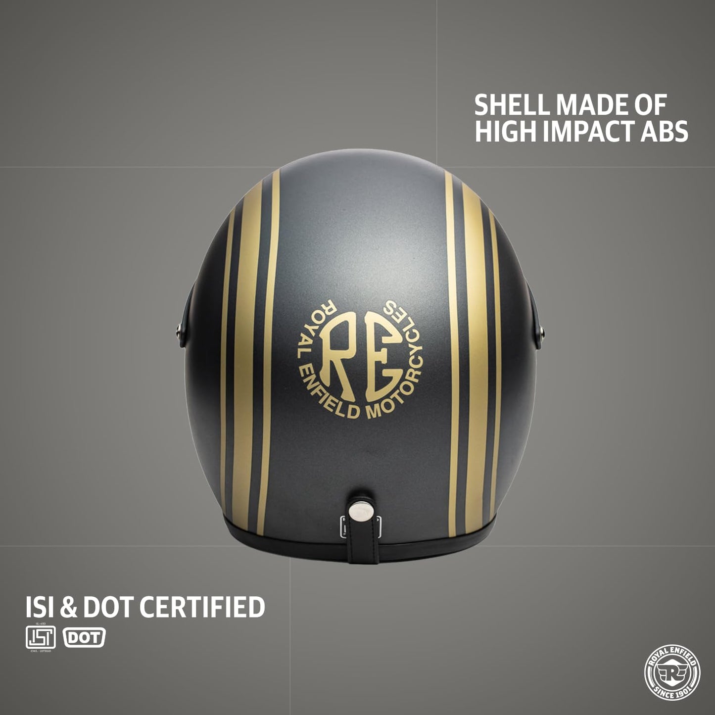 Royal Enfield ISI Certified Open Face Riding Helmet with Excellent Impact Protection, Scratch Resistance, Partially Removable and Washable Comfort Liner Athena Grey, Size: M( 57-58Cm),Motorcycling