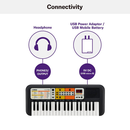 Autodux Yamaha PSS-F30 Portable Keyboard 37 Keys | Built-In Rhythms & Songs Black Color
