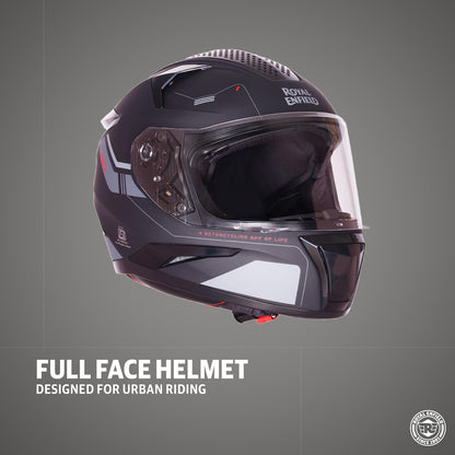 ROYAL ENFIELD AIR-X 1901 Full Face Helmet | Certification: ISI & DOT | High Impact Grade ABS Shell |Multipore Ventilation System | Aerodynamic Design with Aggressive Styling | Black (M) 58 CM