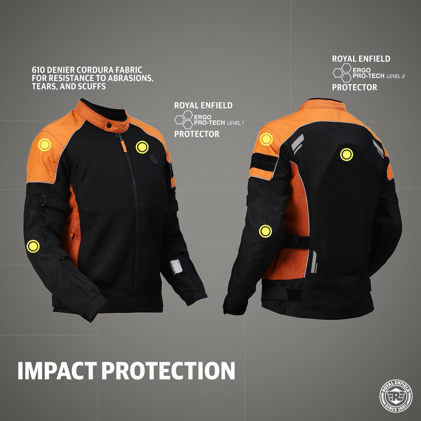 Royal Enfield Streetwind Pro Riding Jacket Orange (L) 42 Cm With Ce Level 2 Protectors At Shoulder, Elbow & Back And Ce Level 1 Ergo Pro-Tech Armours At...