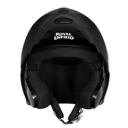 ROYAL ENFIELD MOD Adroit Helmet | ISI Certified | Flip- up Modular | High Impact Grade Thermoplastic Shell | High Density EPS Liner for Better Impact Protection | UV Treated Visor | Black (M) 58 CM