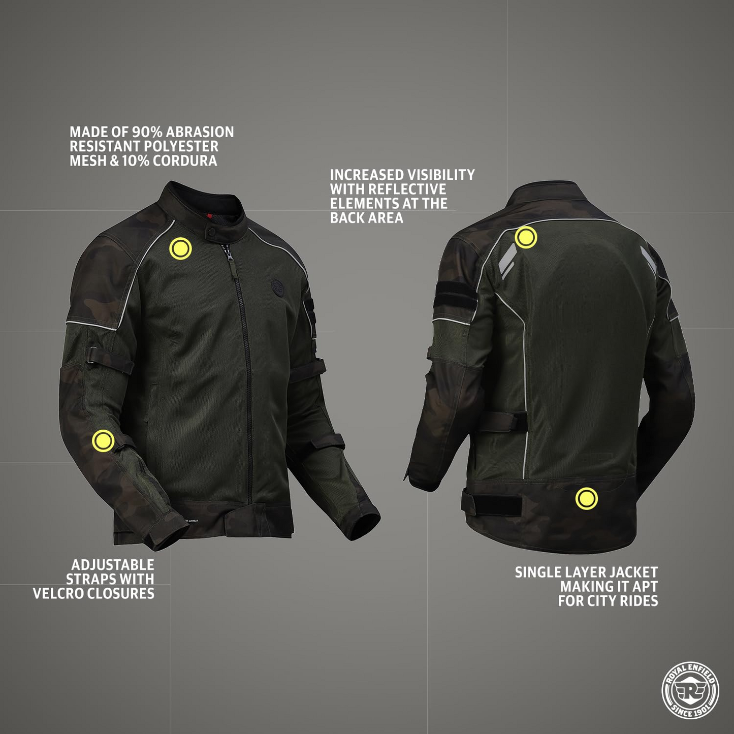 Royal Enfield Men Polyester Standard Length Streetwind V3 Riding Jacket Olive (L) 42 Protectors At Shoulder & Elbow & Pocket For Back Protectors That Can Be Upgraded Ergo Pro-Tech Ce Level 2 Armours