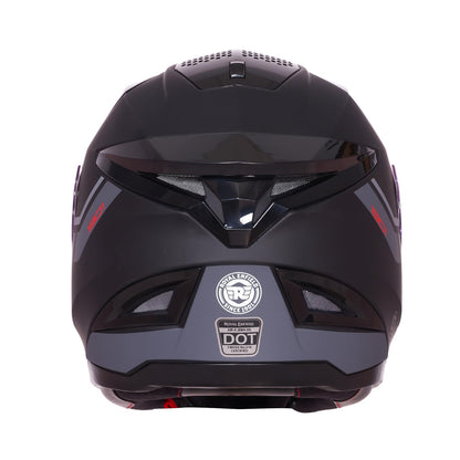 ROYAL ENFIELD AIR-X 1901 Full Face Helmet | Certification: ISI & DOT | High Impact Grade ABS Shell |Multipore Ventilation System | Aerodynamic Design with Aggressive Styling | Black (M) 58 CM