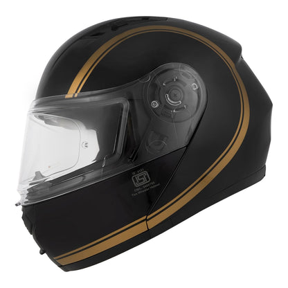 Royal Enfield ISI & DOT Certified Bullet Lightwing Modular Riding Helmet Black (M) 58 Cm-with High Impact Grade Thermoplastic & High Density Head EPS Liner for Superior Impact Protection & Durability