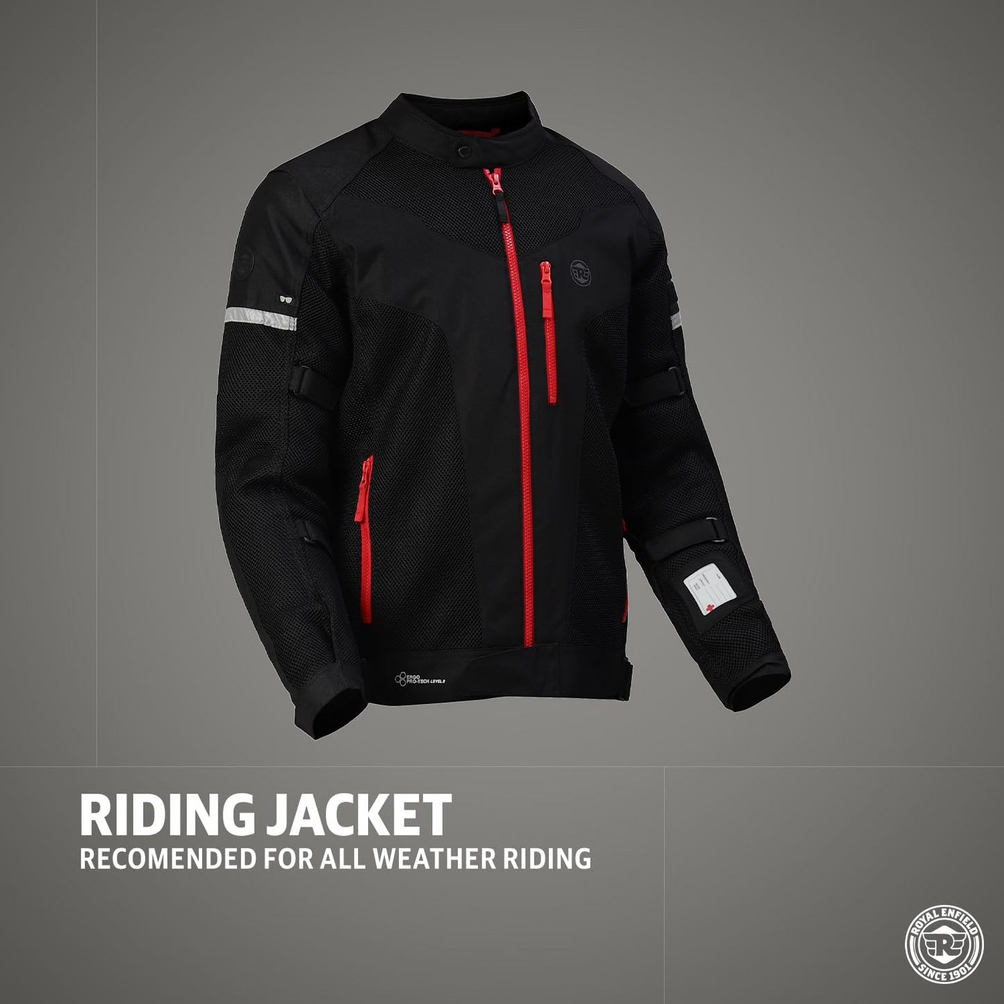 Royal Enfield Windfarer V2 Riding Jacket Black (S) 38 Cm Pro-Tech Ce Level 2 Protectors At Shoulder, Elbow And Back & Pocket At Chest That Can Be...
