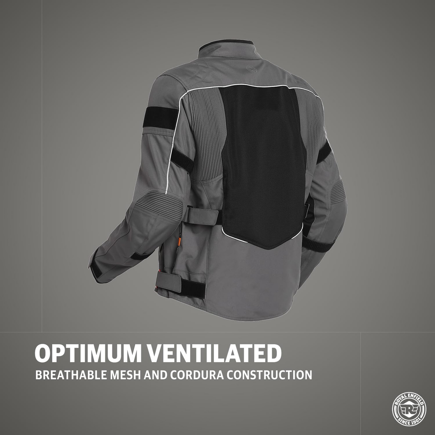 Royal Enfield Explorer V4 Pro Riding Jacket Grey (XL) 44 Cm with "D3O",Level 2 Protectors At Shoulders & Elbows & Fitted with Back Armours,“Ergo Pro Tech”,Level 2 Pockets For Chest Protectors