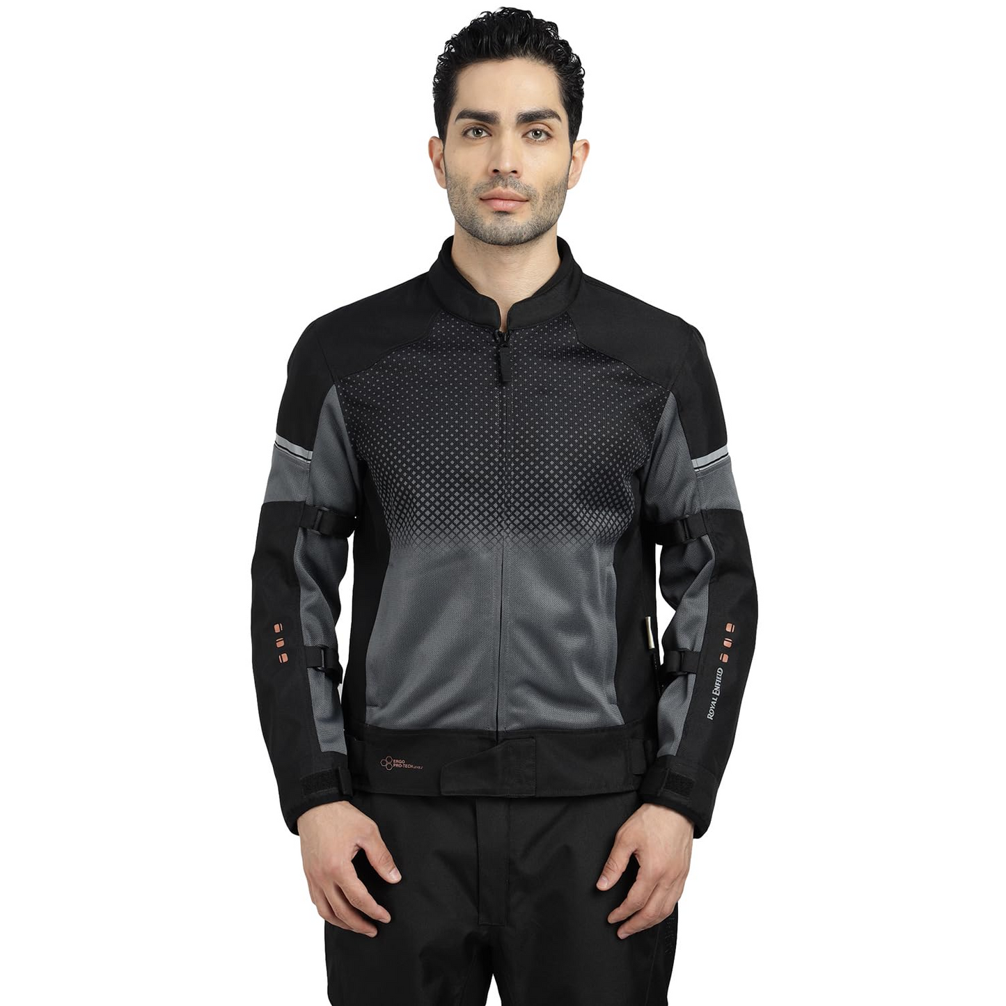 ROYAL ENFIELD HIGH STREET ECO RIDING JACKET|CE level 2 armours at Shoulders & Elbows CE level 2 armour at back, XY CE level 1 armour at Chest|Super soft Neoprene fabric at collar |BLACK 2XL