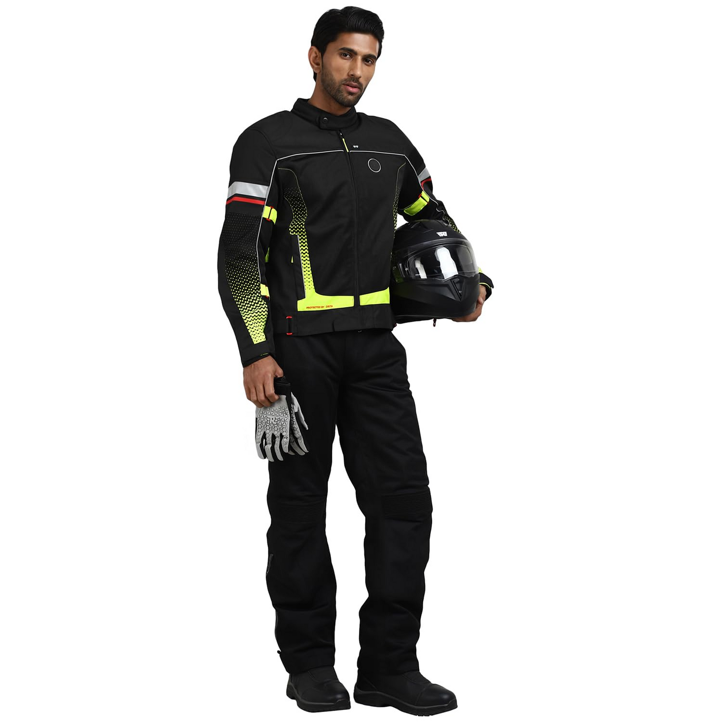 ROYAL ENFIELD EXPLORER PRINT RIDING JACKET|CE certified to class A- Entire Jacket|D3O CE level 2 armours at shoulders elbow & back|Adjustable straps all over|Standalone Rain Jacket|AURORA GREEN L