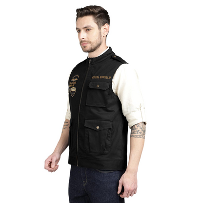 Royal Enfield Sleeveless Commando Jacket Black (Size: XL)-JKO240006-BLACK
