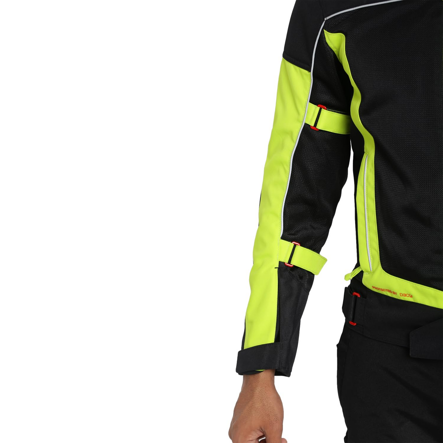 Royal Enfield Explorer V4 Pro Riding Jacket Neon Green (XL) 44Cm with "D3O",Level 2 Protectors At Shoulders & Elbows & Fitted with Back Armours,“Ergo Pro Tech”,Level 2 Pockets For Chest Protectors