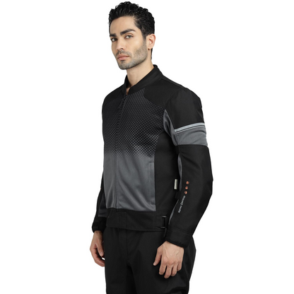 ROYAL ENFIELD HIGH STREET ECO RIDING JACKET|CE level 2 armours at Shoulders & Elbows CE level 2 armour at back, XY CE level 1 armour at Chest|Super soft Neoprene fabric at collar |BLACK 2XL